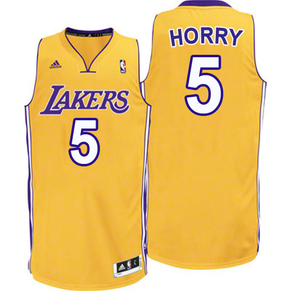 Men's  Los Angeles Lakers #5 Robert Horry Yellow/Gold Jersey